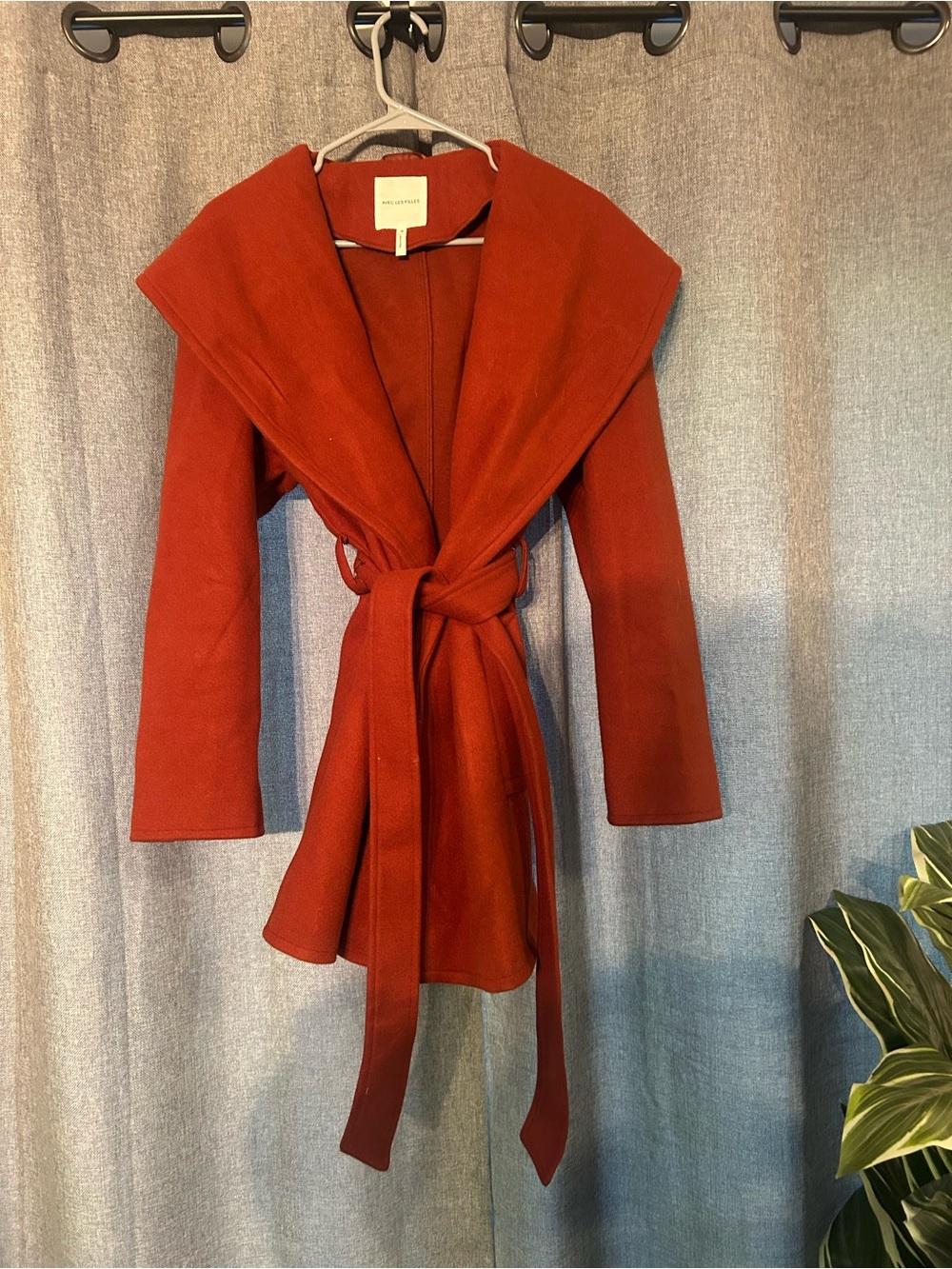 Avec Les Filles Rust Red Wrap Trench Coat with Belt. Unworn